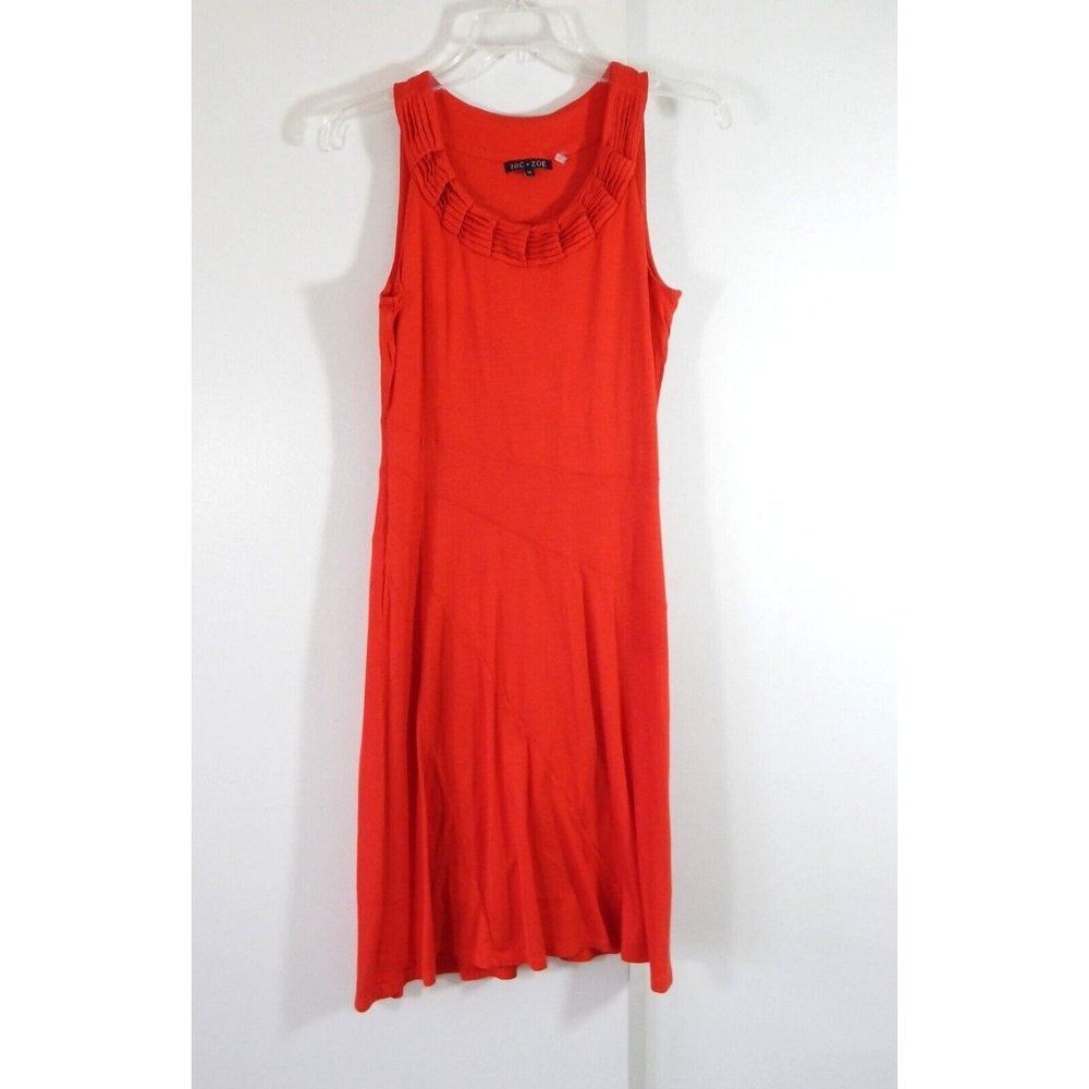 NIC + ZOE dress a line sleeveless midi knit stretch casual scoop neck red M
